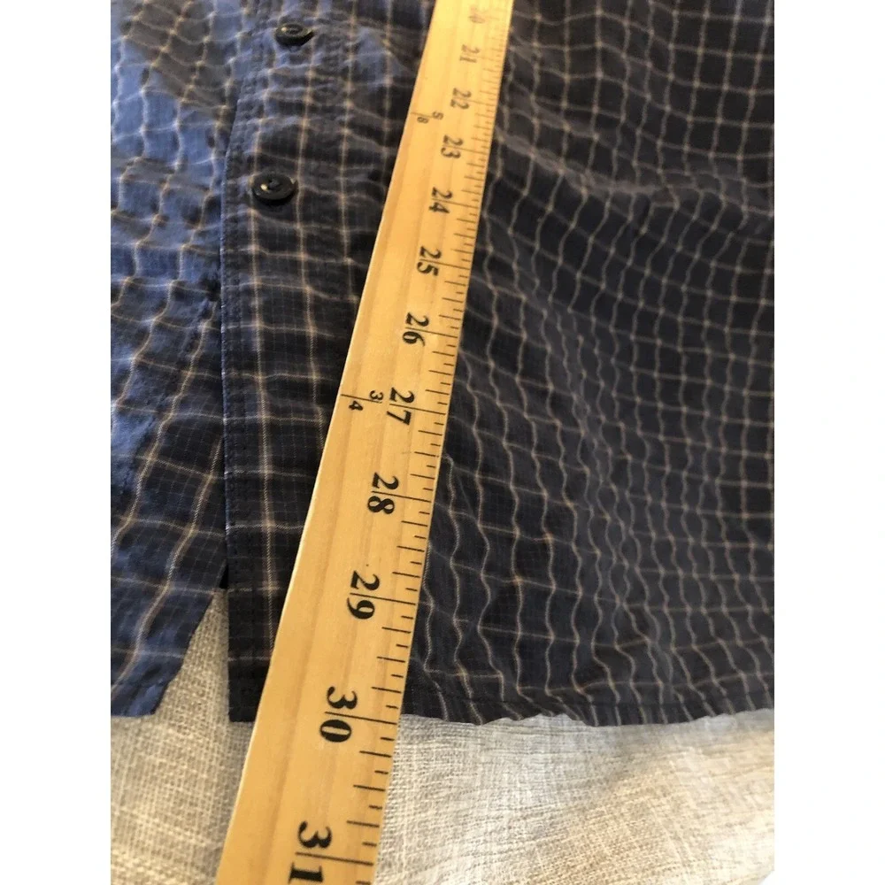 The North Face Shirt Mens Large Blue Check Vent Seersucker Career Casual Classic